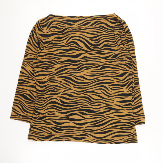 Hobbs Women's Brown Animal Print Blouse, M, Lightweight Casual