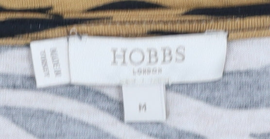 Hobbs Women's Brown Animal Print Blouse, M, Lightweight Casual