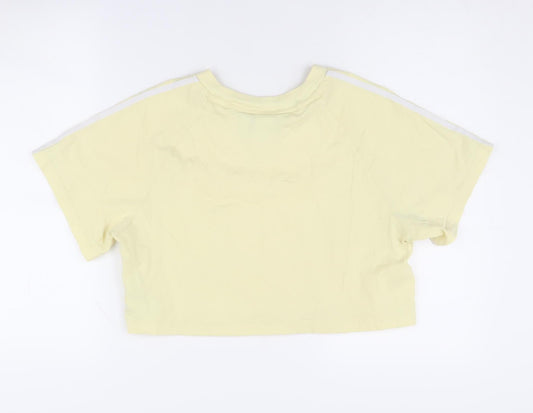 Adidas Women's Yellow Cropped T-Shirt Size 14