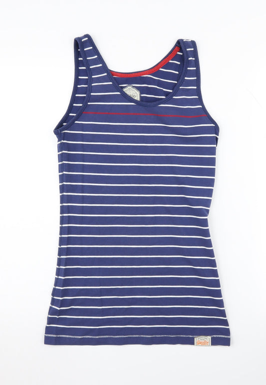 Superdry Women's Blue Striped Tank - M, Scoop Neck, Casual