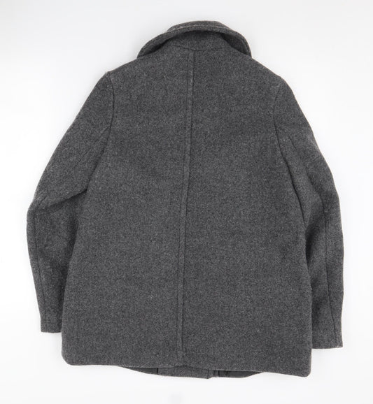H&M Women's Grey Coat - Size 4, Lined, Autumn/Winter Ready