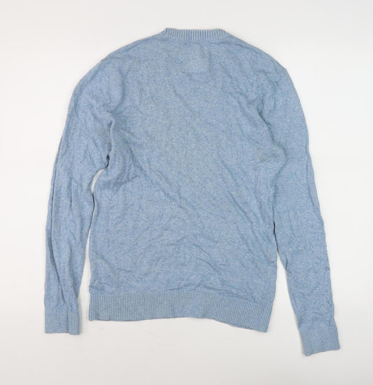 Hollister Men's Blue Cotton Pullover Jumper, Small
