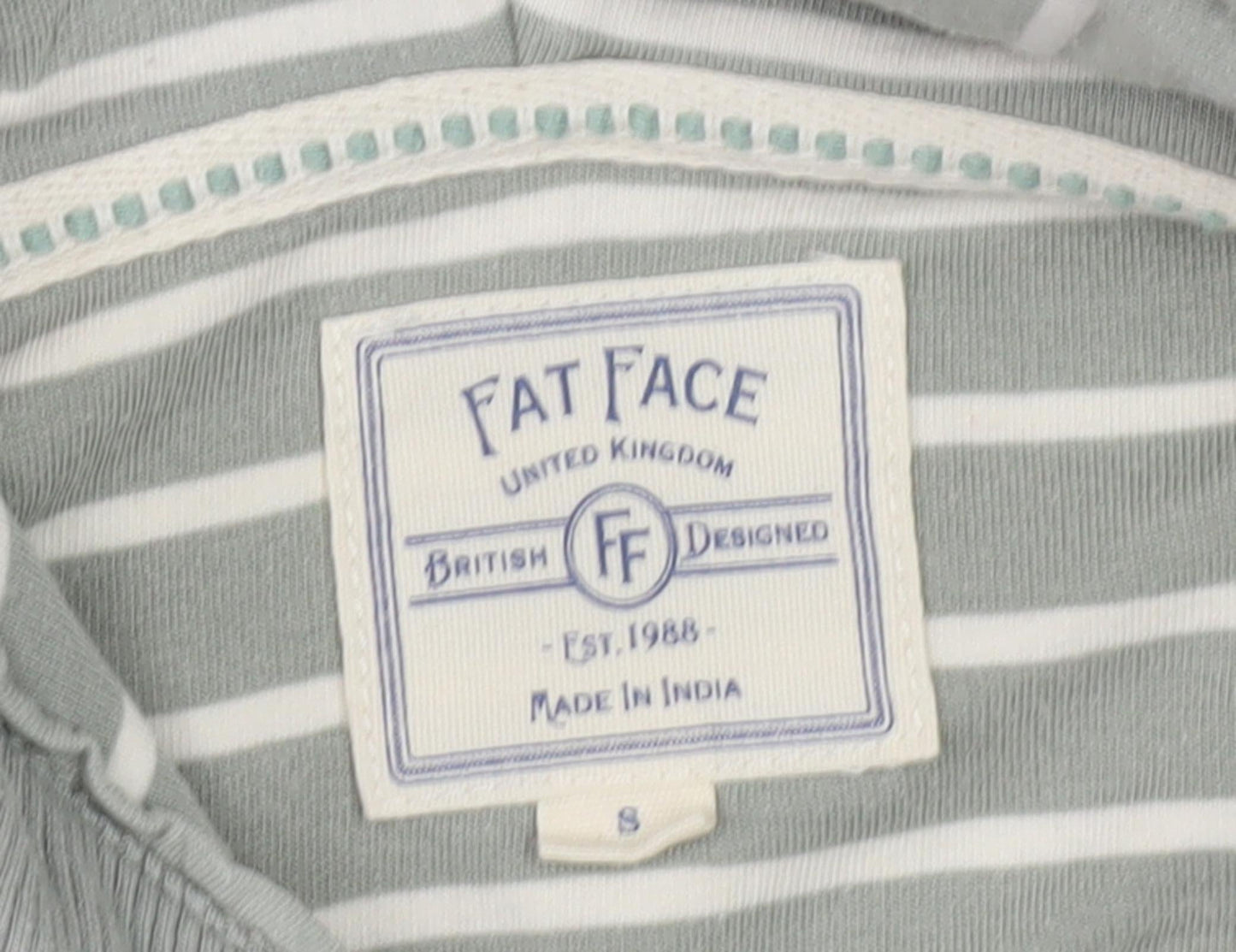 Fat Face Women's Grey Striped Pullover Hoodie, S