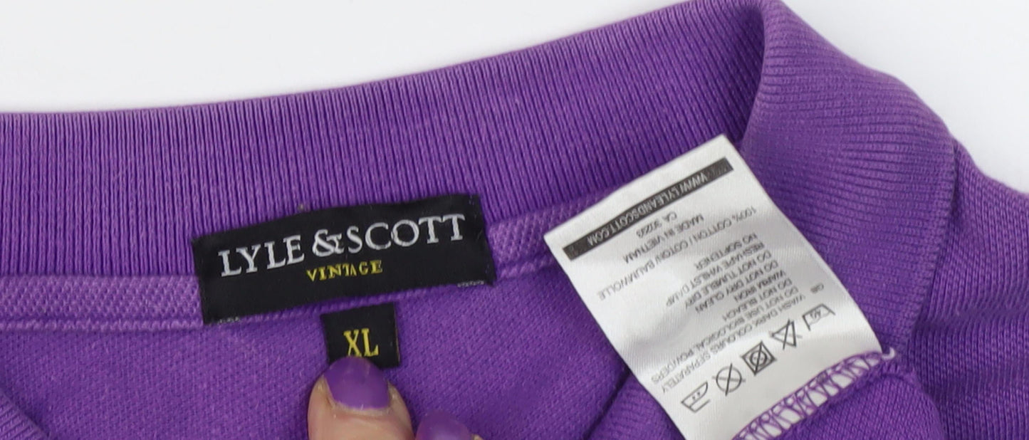 Lyle & Scott Men's Purple XL Polo Shirt Vintage