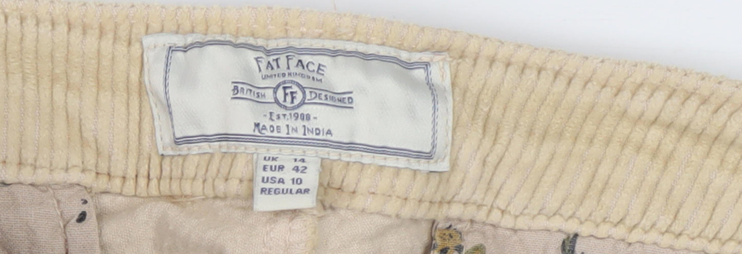 Fat Face Women's Beige Corduroy Trousers, Size 14