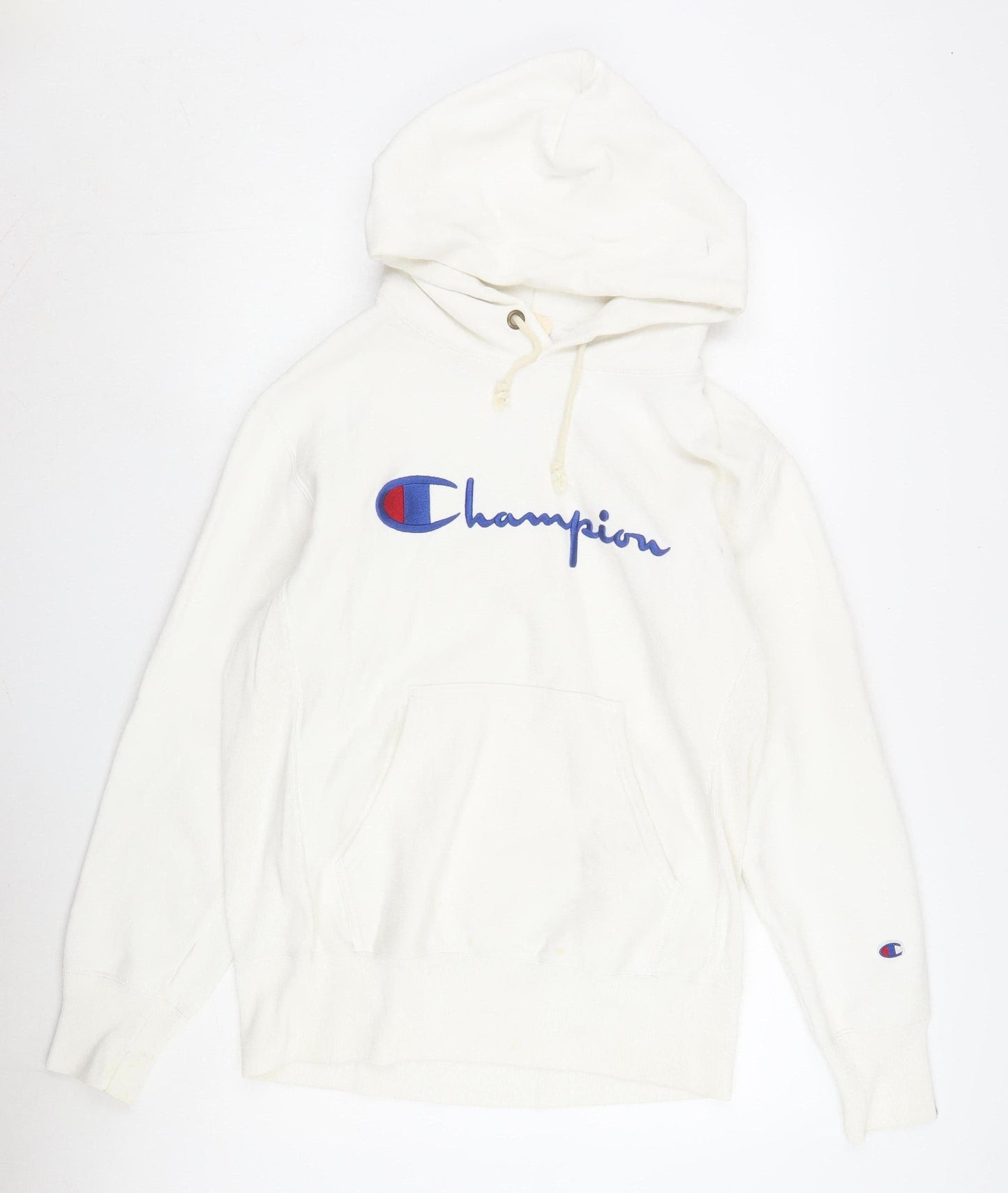 Champion Men's White Hoodie L Pullover Cotton Logo