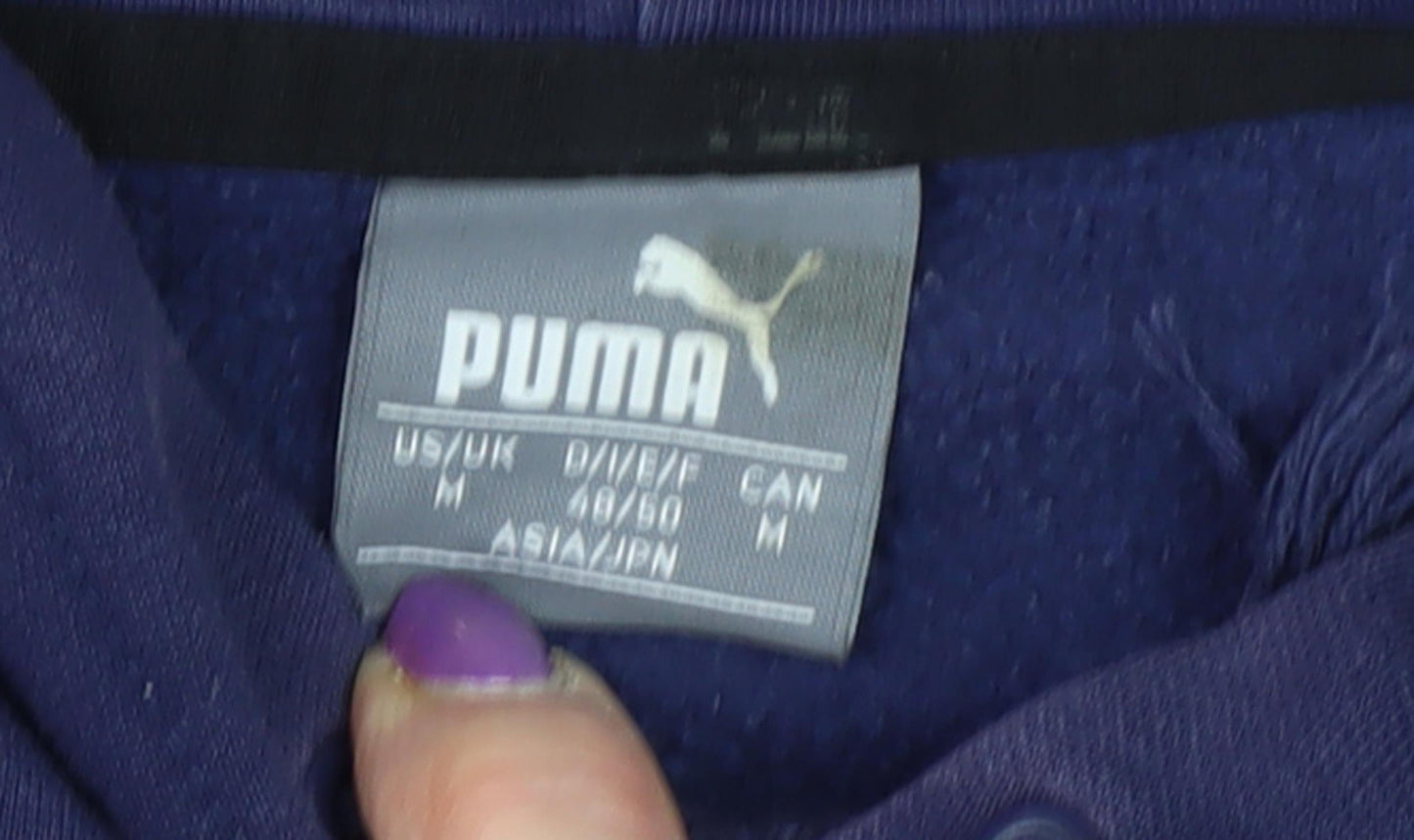 Puma Men's Blue Pullover Hoodie, M, Logo Accent