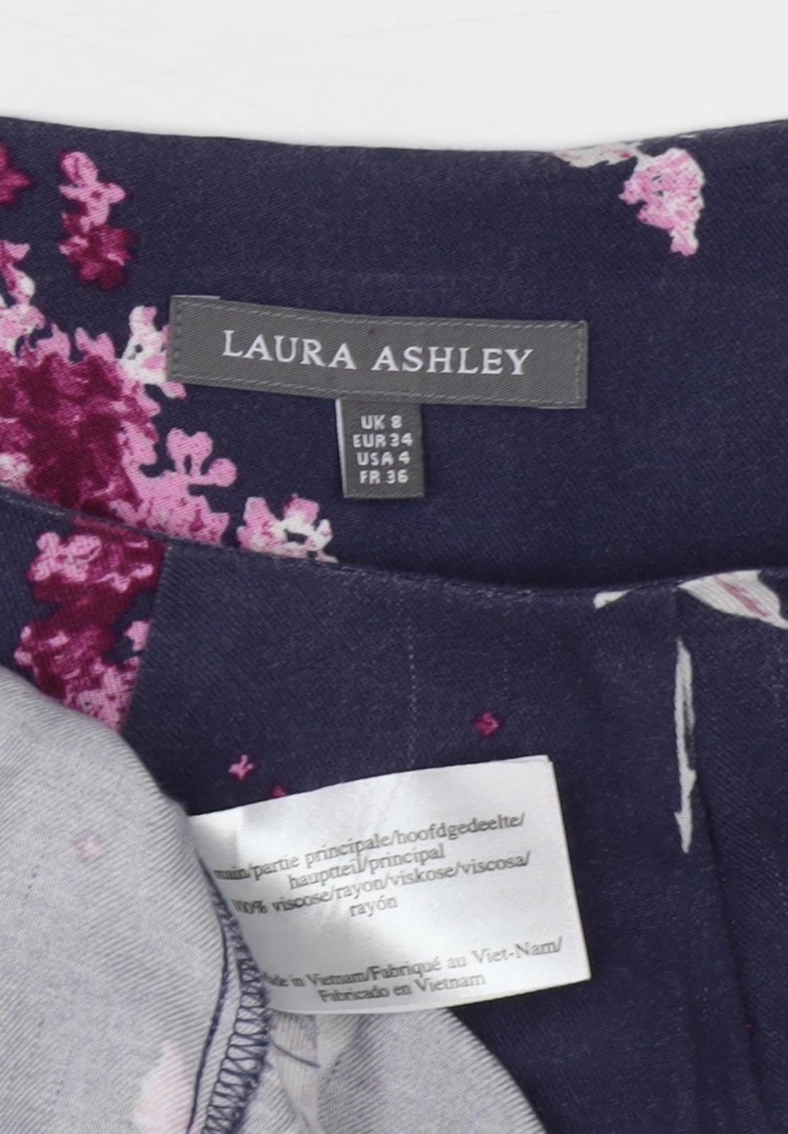 Laura Ashley Women's Blue Floral Blouse Size 2