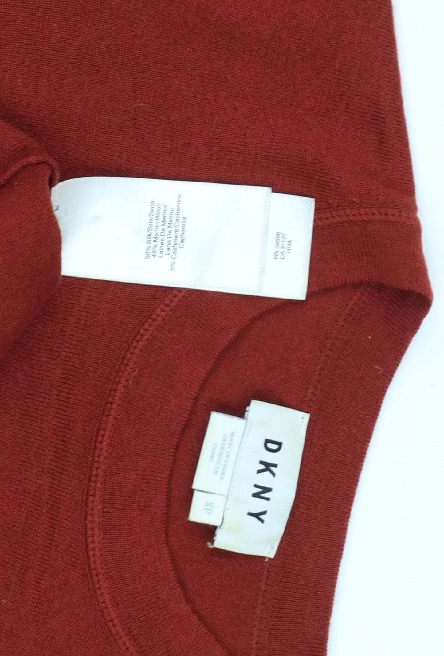 DKNY Women's Red Wool Cashmere Pullover Jumper XS