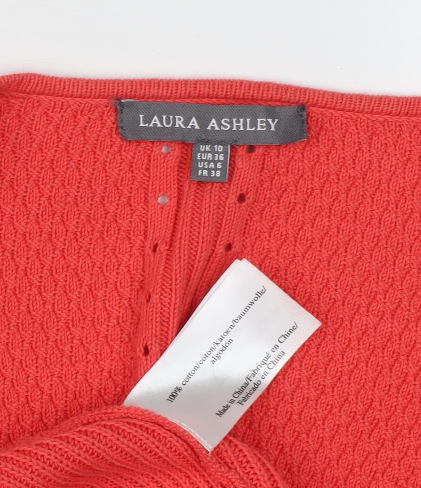 Laura Ashley Women's Red Open Front Cardigan Size 10
