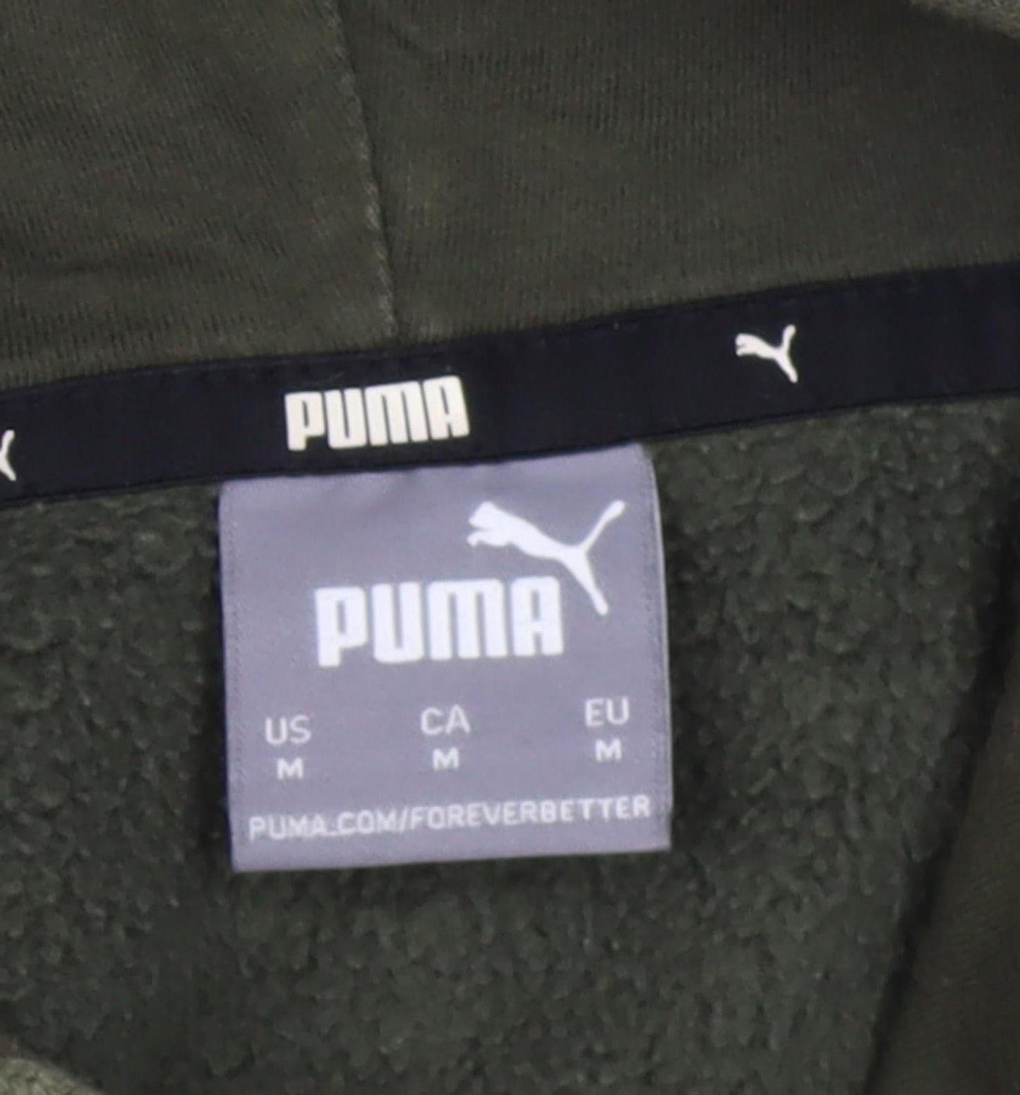 Puma Men's Green Hoodie M - Logo, Fleece Pullover