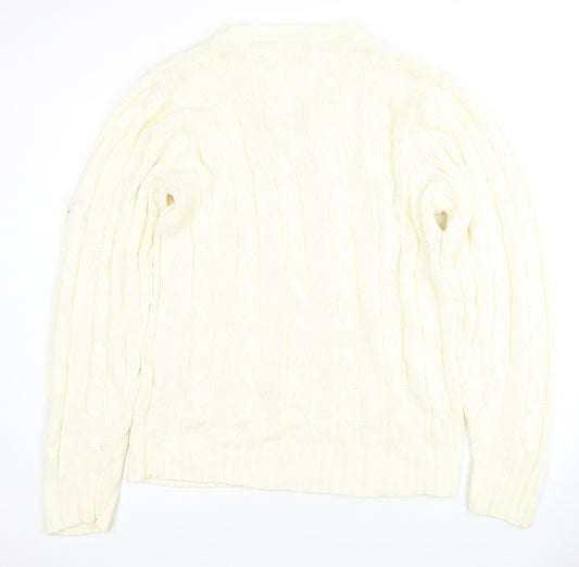 Slazenger Men's Ivory XL V-Neck Cable Knit Jumper