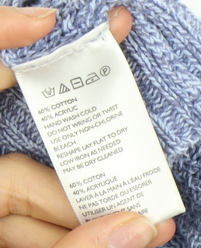 Brand and care label for BDG Women's Blue Open Front Cardigan Knit Jumper, size M