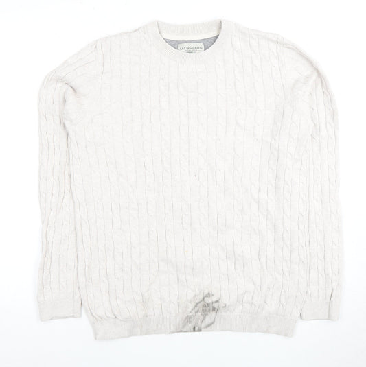 Racing Green Men's Ivory Cotton Pullover, Size M