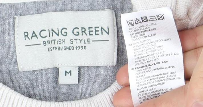 Racing Green Men's Ivory Cotton Pullover, Size M