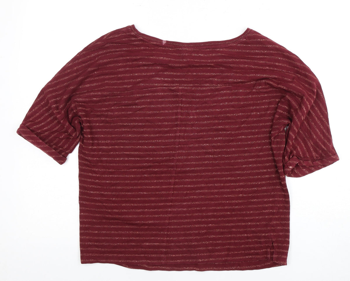 Brand and care label for Principles Women's Red Striped Jersey Top, size 10
