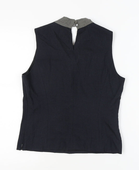 J.Crew Women's Black Sleeveless Wool Top, Size 8, High Neck