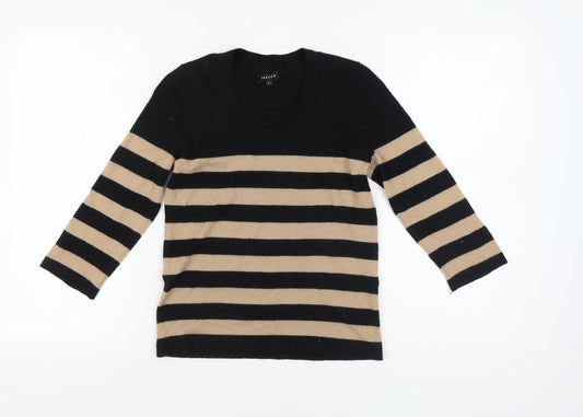 Jaeger Women's Black Striped Pullover Jumper M