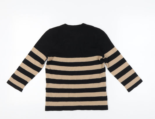 Jaeger Women's Black Striped Pullover Jumper M