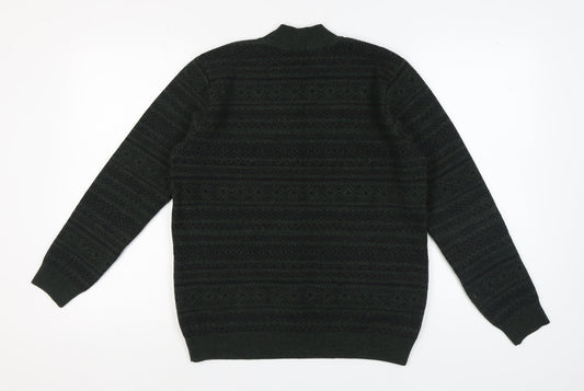 Trendyol Men's Green Pullover Jumper, Size L, Winter Knit