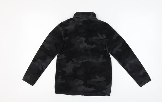 Uniqlo Boys Black Camouflage Zip Jacket, Size 12 Years