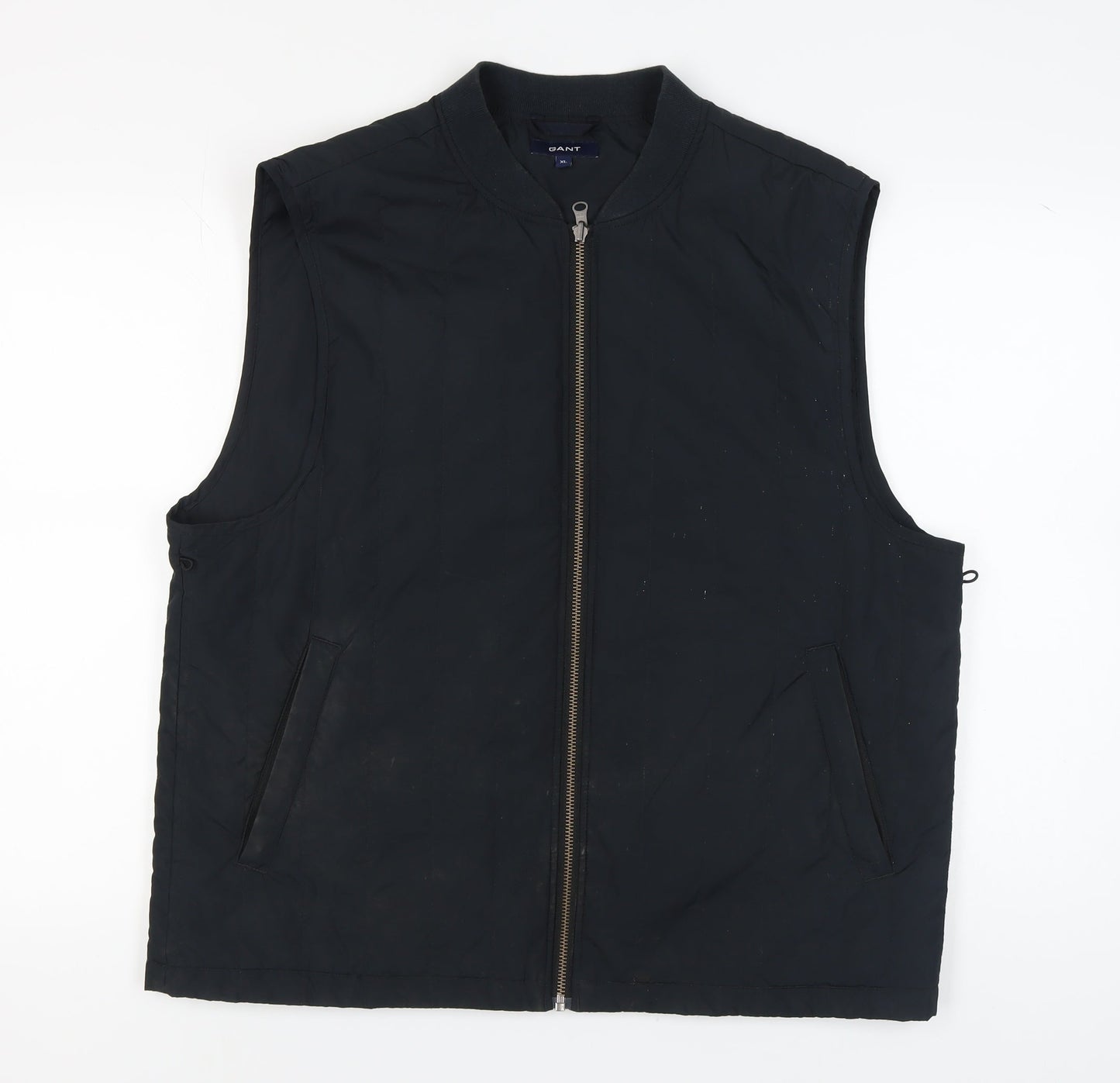 GANT Men's Black XL Waistcoat with Zipped Pockets