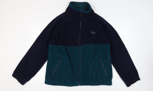 Champion Men's Blue Fleece Outdoor Jacket, L, Stand-Up Collar