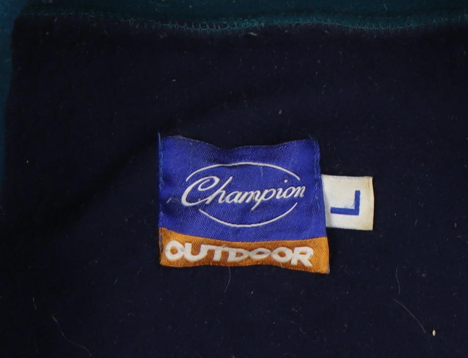 Champion Men's Blue Fleece Outdoor Jacket, L, Stand-Up Collar