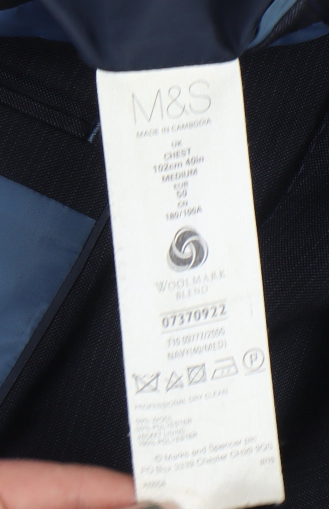 Marks and Spencer Men's Blue Blazer 40 Regular