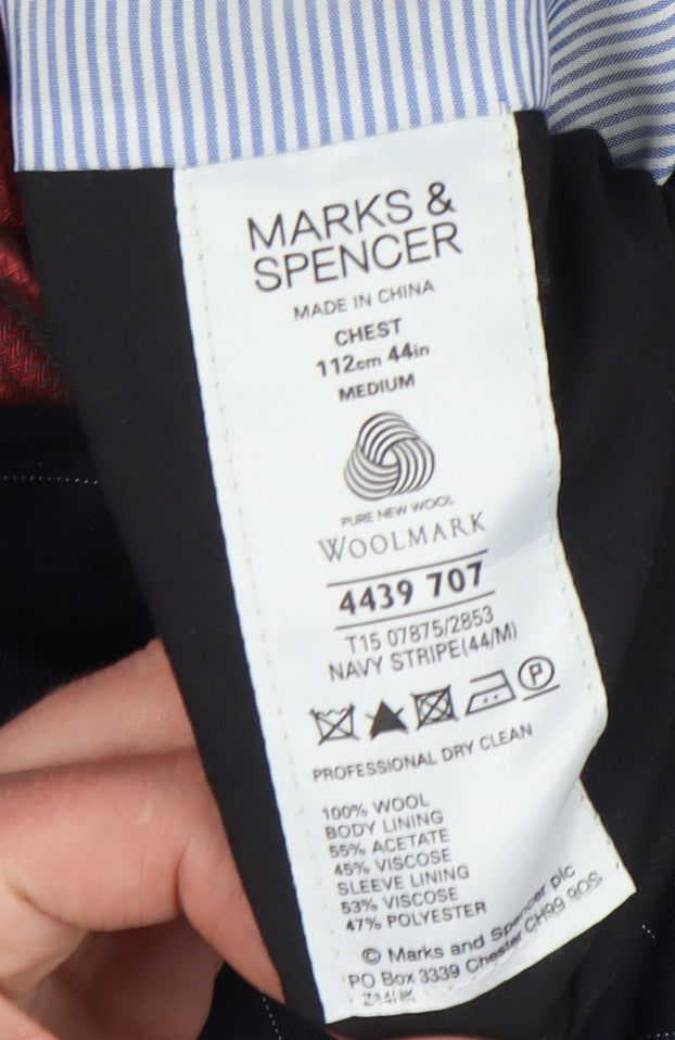 Marks and Spencer Men's Blue Striped Blazer M