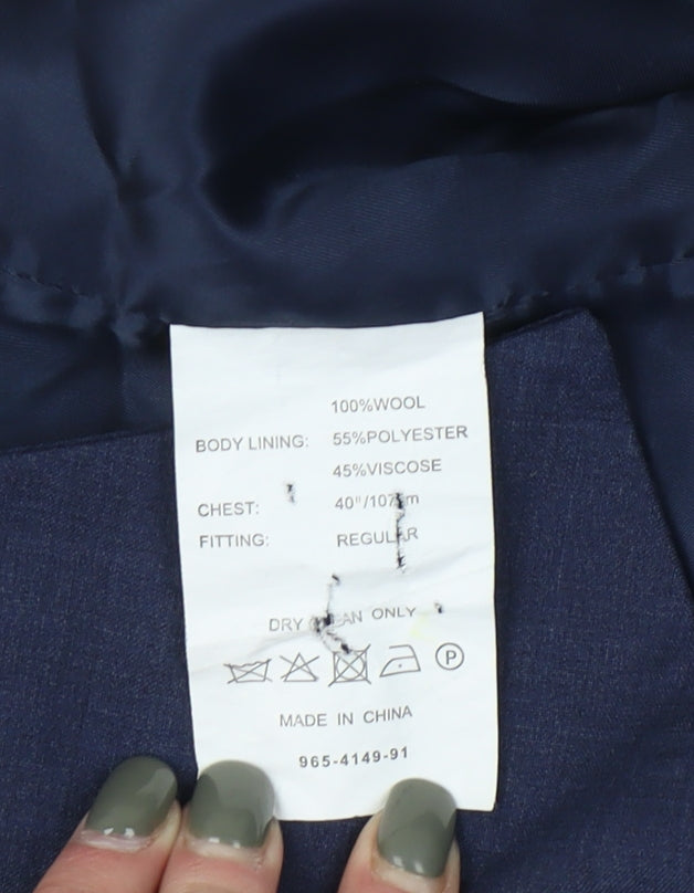 DKNY Men's Blue Wool Waistcoat, Size 40R, Formal Wear