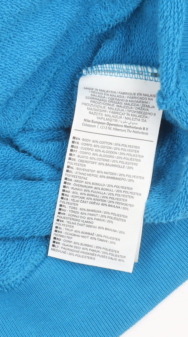 Nike Men's Blue Pullover Hoodie, Size S, Logo Accents