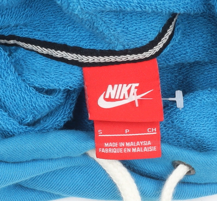 Nike Men's Blue Pullover Hoodie, Size S, Logo Accents