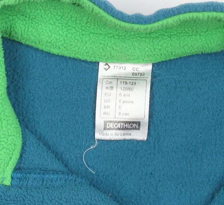 Additional view of Decathlon boys’ blue fleece 1/4 zip sweatshirt, size 6