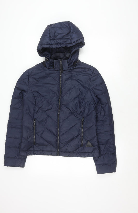 Jack Wills Women's Blue Puffer Jacket Size 10