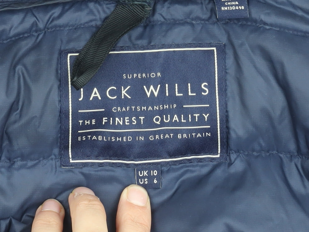Jack Wills Women's Blue Puffer Jacket Size 10