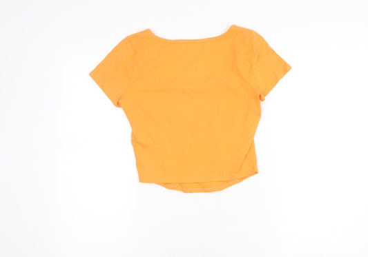 Hollister Women's Orange Square Neck T-Shirt M
