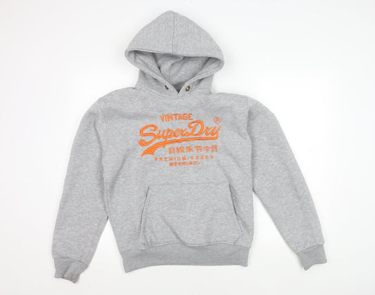 Superdry Grey Hoodie S Unisex Adults Pullover Fleece