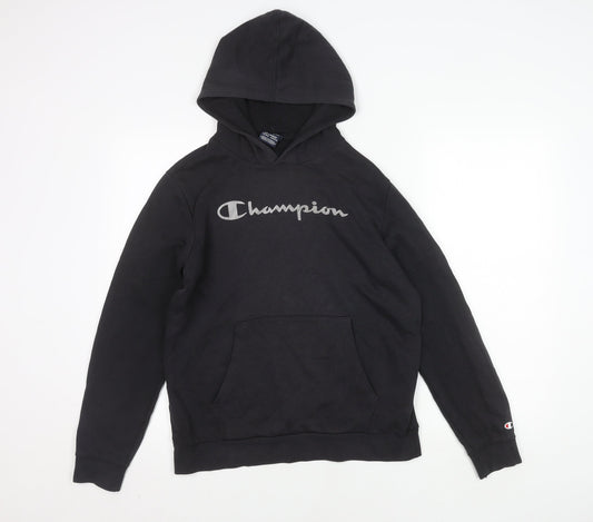 Champion Unisex Black XL Pullover Hoodie with Logo