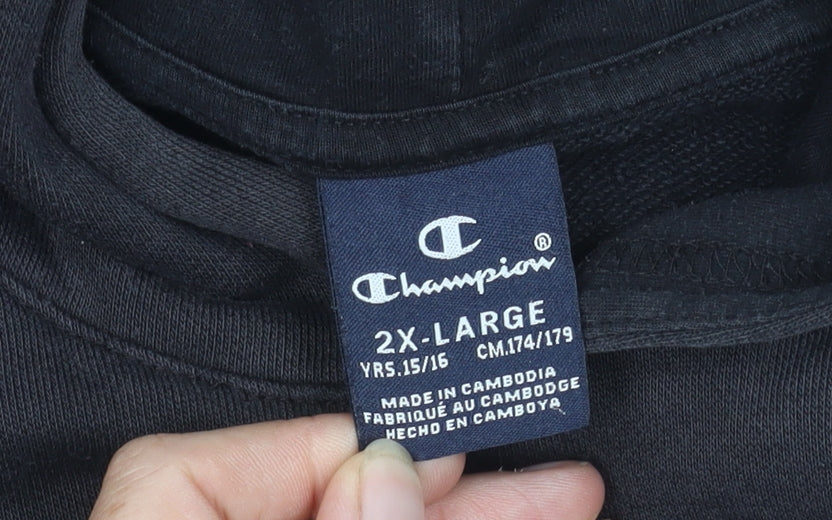 Champion Unisex Black XL Pullover Hoodie with Logo