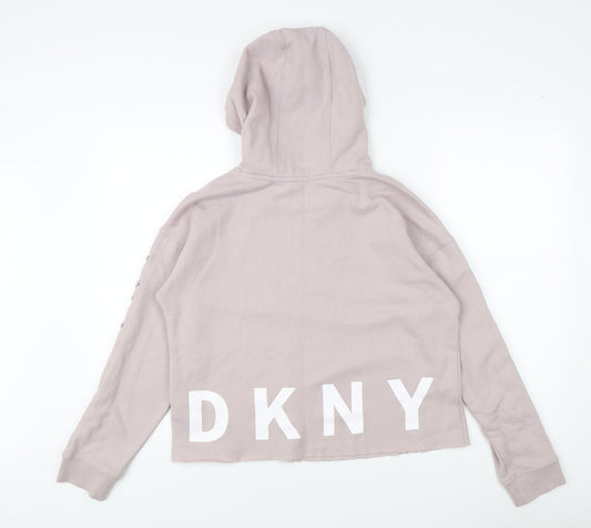 DKNY Women's Pink Pullover Hoodie, S, Casual, Logo Detail