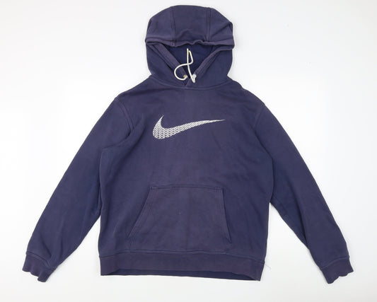 Mens UK L Regular Nike Blue Pullover Hoodie