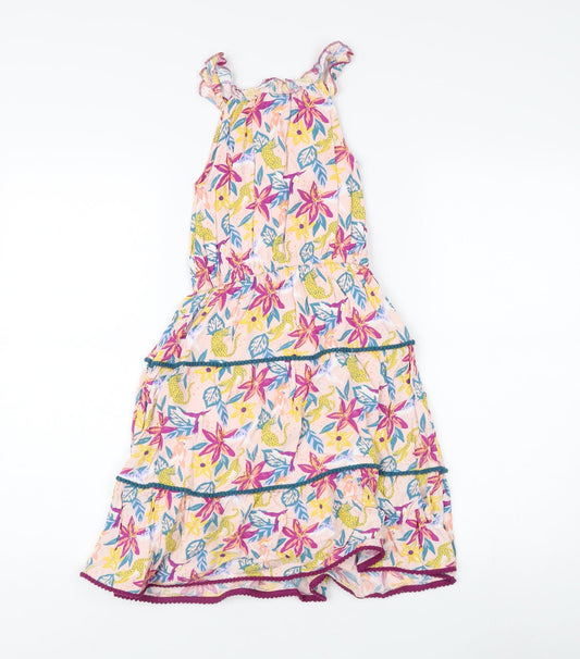 Fat Face Girls Pink Floral A-Line Dress, 6-7 Years