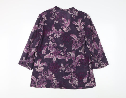 Jacques Vert Women's Purple Floral Wool Blouse UK 14