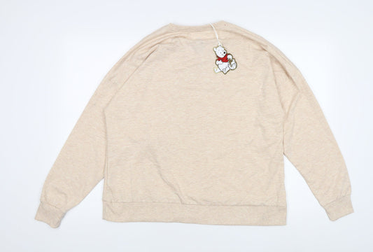 Disney Women Beige Pullover Sweatshirt Size S 10-12 Winnie the Pooh