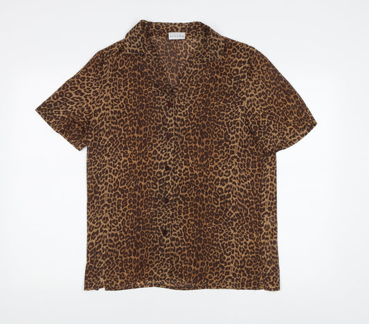 Womens UK Size 10 Alexon Brown Cotton Button-Up