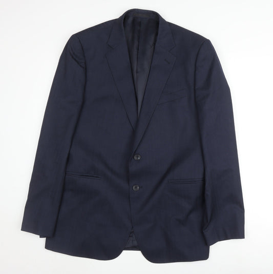Jaeger Men's Blue Wool Blazer, Size 42R, Regular Fit