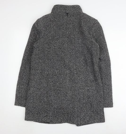 Classics Women's Black Herringbone Overcoat Size 10
