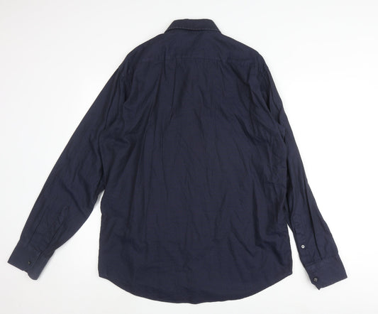 Hugo Boss Men's Blue Regular Fit Button-Up Shirt