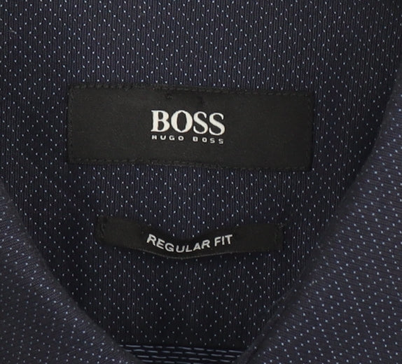 Hugo Boss Men's Blue Regular Fit Button-Up Shirt